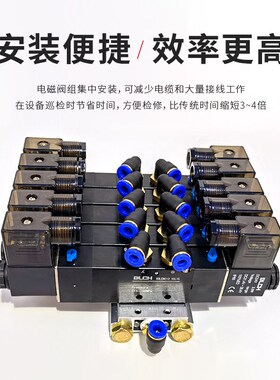 BLCH双线圈电磁阀4V220-08/120-06/320-08/10/420-15两位五通气阀