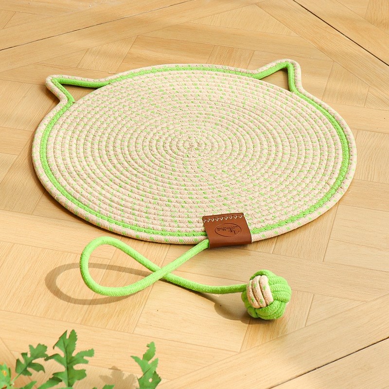 新款编织棉绳猫抓垫自嗨球一体睡觉垫子可水洗磨爪不掉渣凉席猫窝 - 图3