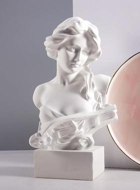 花发女孩北欧雕塑摆件树脂雕像艺术头像酒柜家居饰品客厅软装饰品