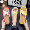 Women's indoor slippers for summer cool home polka dot fabric breathable linen sweat-absorbent cotton and linen slippers for all seasons