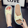 Women's indoor slippers for summer cool home polka dot fabric breathable linen sweat-absorbent cotton and linen slippers for all seasons