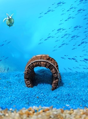 仿真空心木桶枯木鱼缸水族小型迷你鱼虾躲避屋洞穴装饰摆件微景观