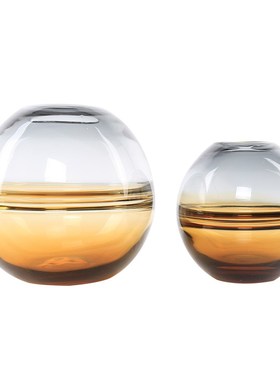 轻奢现代渐变创意水培玻璃花瓶家居客厅样板间干花插花花器装饰品