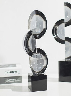 柏梵现代轻奢艺术玻璃几何装饰摆件客厅酒柜玄关办公室高档摆件