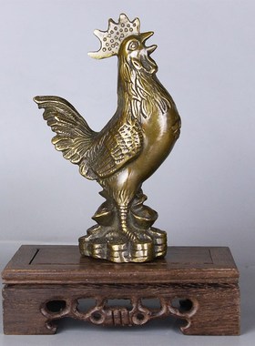 铜十二生肖鸡 铜公鸡摆件 福字金鸡公鸡L元宝鸡铜钱鸡家居装饰品