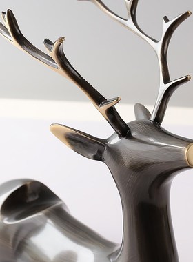 意式现代酒柜高级黄铜鹿摆件餐桌装饰品红酒架轻奢W高档酒托工艺