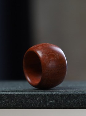 紫檀木雕刻d九龙扳指龙年款男士大戒指复古民族风实木手把件木作