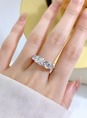 珠宝202g3新款925银欧美简约五星光芒高碳钻戒指女仿真大钻戒