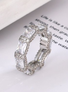 欧美复古黑玛瑙镶钻戒指女轻奢小众设计I高级感时尚个性宝石食指