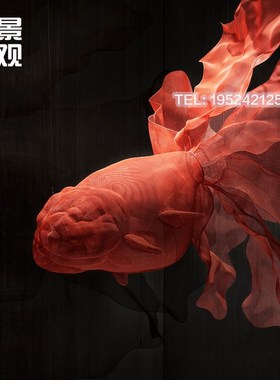 艺术铁艺新中式金l属网异形抽象酒店金鱼雕塑吊饰定制作工艺品摆