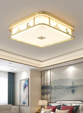 新中式全铜客厅卧室吸顶灯中国风简约圆形过道阳台书房家用灯具