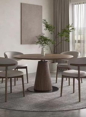 北欧实木圆餐桌小户型家用饭桌现代简约复古设计师洽谈桌休闲圆桌