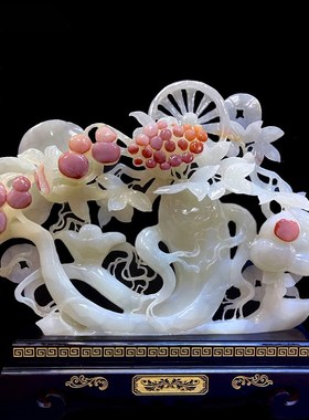 葫芦如意玉石工艺摆件中式家居玄关酒柜装K饰品轻奢办公室开业招