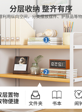 桌面置物架多层书桌收纳层架子铁艺学生宿舍桌上小书架办公桌分层