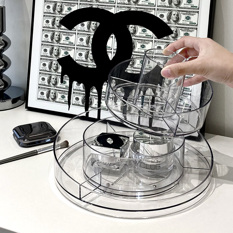 旋转化妆品收纳盒轻奢桌面化妆刷收纳筒梳妆台亚克力护肤品置物架,淘宝优惠券,粉丝福利购,淘宝优惠卷
