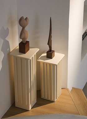 戊际法式白色底座实木艺t术雕塑摆件装饰柱墩子玄关罗马柱雕塑台