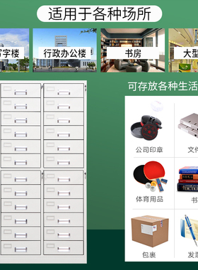 钢制二十四斗柜文件柜铁皮多抽屉图纸柜带锁财务A4票据凭证储物柜