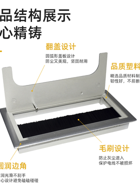 方形塑料80160毛刷穿线盒 电脑桌面集线盒 装饰盖 电脑台穿线孔