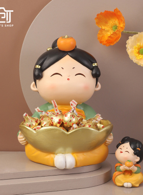 国潮风唐仕女钥匙收纳摆件创意客厅玄关茶几酒柜装饰摆放桌面托盘