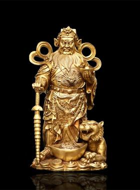 纯铜武财神赵公明赵元帅站像黄铜摆件室内办公室桌面招财摆放铜像