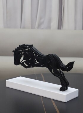 现代简约镂空奔腾骏马动物摆件客厅酒柜电视柜样板间家居软装饰品