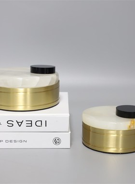 简约现代金属大理石首饰盒工艺品轻奢创意K家居软装饰品收纳盒摆