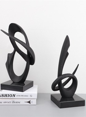新中式创意黑色铸铁摆件样板房售楼部卧室书房客厅桌.面玄关饰品