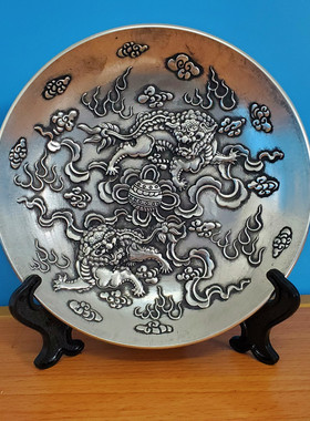 雄狮摆件白铜镀银饰品 家居 玄关 书桌装饰品 博.古架工艺品