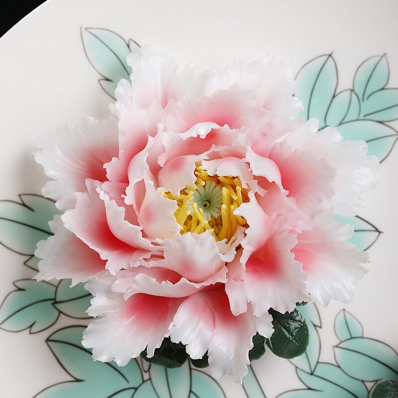 东方泥土富贵凝香牡丹挂盘手工陶瓷客厅酒柜书房装饰品开业乔迁礼,淘宝优惠券,粉丝福利购,淘宝优惠卷