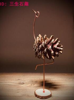 松果创意制作手工作业旧物改造废物利用丹顶鹤亲子幼儿园手工树枝