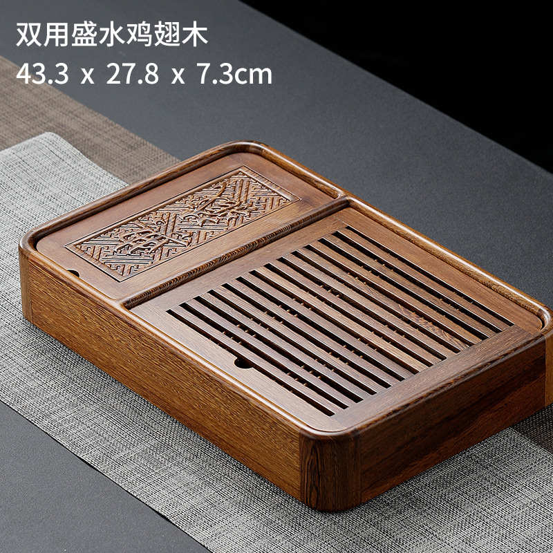 黑檀木茶小d号台茶具简约家用茶盘盛胡桃茶实木水功夫鸡翅木木质 - 图0