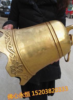 风水铜器纯铜光面铜钟寺庙无字钟铜铃铛风水挂件保平安工艺品