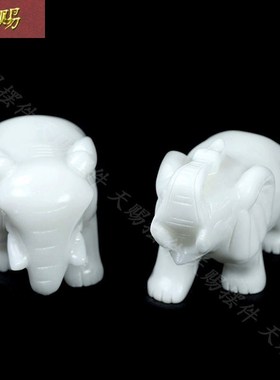 天然白玉大象摆件一对招财吸水象客厅玄关办公室乔迁新居送礼工艺