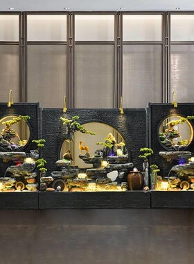 水幕墙循环水景观流水屏风假山别墅公司水M景墙喷泉造景酒店大堂