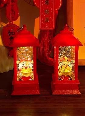 [财神]新年复古摆件小凉亭小夜灯装饰品氛围摆件小夜灯礼物飘雪灯