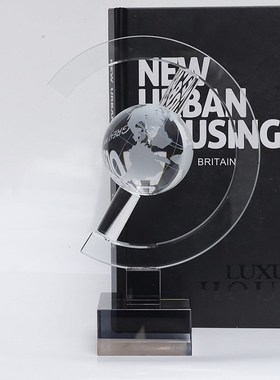 现代端几何平衡迎难而上造水晶小金雕塑玄关酒店装饰品