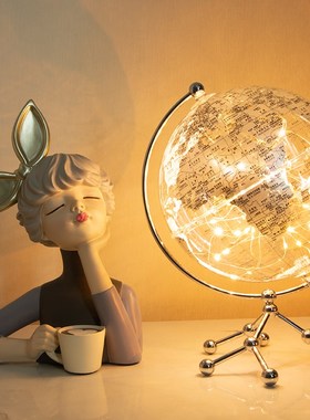 轻奢高档透明地i球仪摆件创意客厅电视柜宇航员桌面书房家居装饰