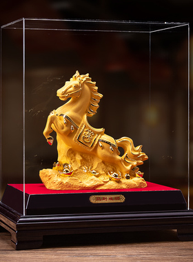 绒沙金马到d成功摆件招财生肖马工艺品办公室酒柜装饰商务礼品定