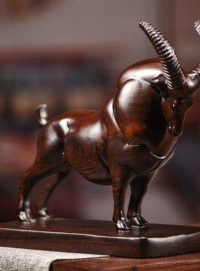 黑檀木雕羊十二生肖羊摆件实木领头羊客厅装饰乔迁开业送礼工艺品