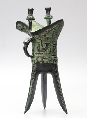 仿古青铜爵杯凤纹爵小酒杯父辛爵古代帝王杯婚礼汉婚道具装饰摆件