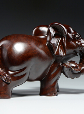 黑檀木大象雕刻摆件是实木一对象家居装饰工艺品开业新居乔迁送礼