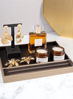 样板房摆件梳妆台饰品化妆品道具香水托盘轻奢衣帽间衣柜软装摆件