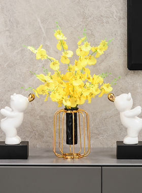 轻奢高端金色摆件客厅电视柜w艺术酒柜装饰品玄关高级银色雕塑摆