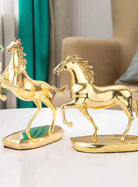 室装饰轻奢玄关桌面家居饰品工艺品纯铜马到成功