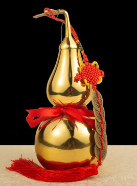 五帝钱铜葫芦挂件门对门开盖空心装朱砂纯客厅八卦铜葫芦摆件