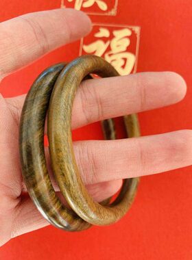 紫光檀木手镯绿檀木女士款饰品文艺复古民族风简约手环乌木手镯子