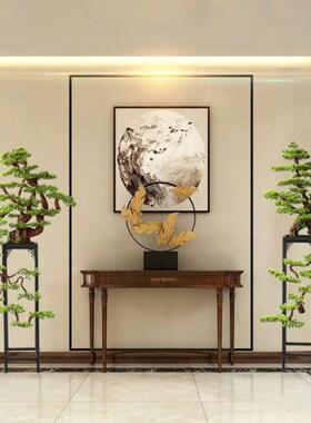 大型落地仿真迎客松盆景样板房玄关装饰绿植花架摆件公司开业礼品