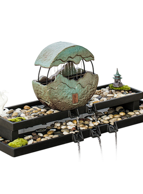 古都简约现代客厅庭院石槽鱼池鱼缸微景观造景流水器摆件装饰配件