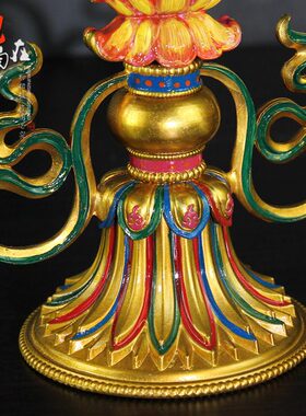 七政宝摆件纯铜彩绘家用办公佛前供奉法器家居装饰用品 7.5寸