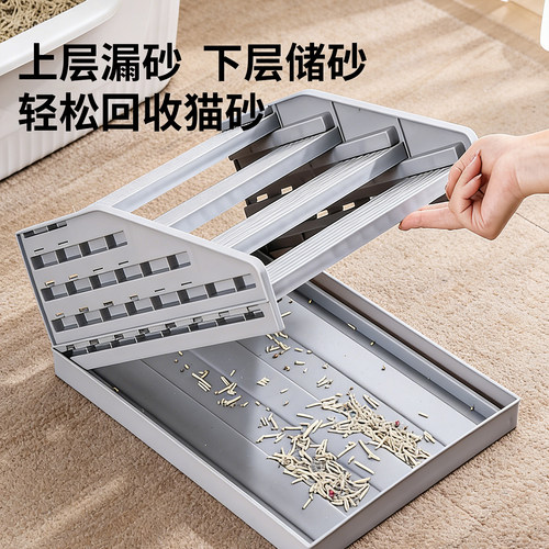 猫咪控砂台踏板猫砂盆防外溅垫双层过滤超大号防带出猫形塑料垫子 - 图3